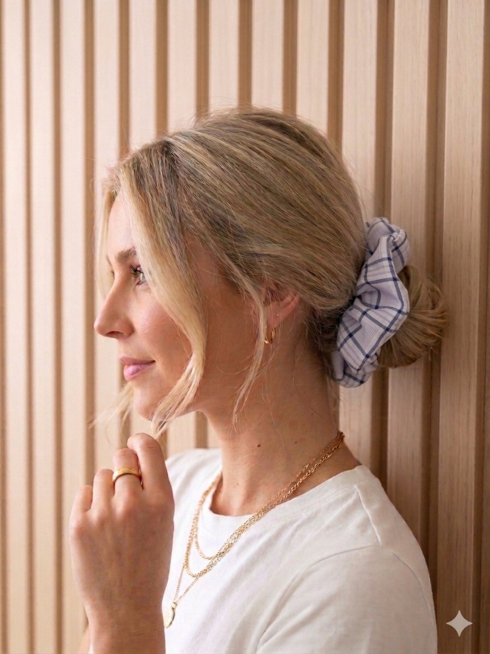 Lavender Plaid Scrunchie Hair Accessory